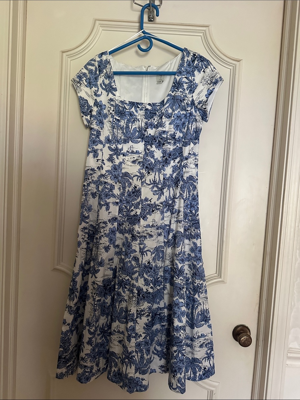 Joie Blue and White Floral Midi Dress